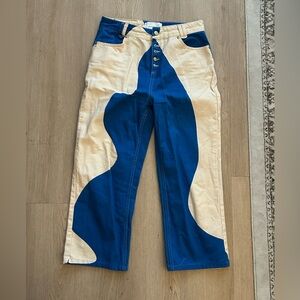 House of Sunny Blue and Cream Women Jeans